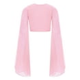thumbnail image 4 of Haitryli Kids Girls Modern Lyrical Belly Dance Shirts Chiffon Split Flared Sleeves Crop Top for Stage Performance Pink 16, 4 of 5