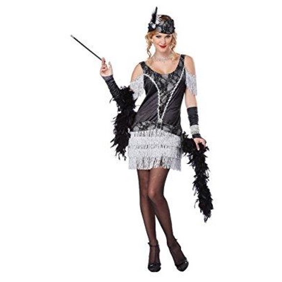 California Costumes Women's Razzle Dazzle Flapper Roaring 2O's Dress, Black/Silver, X-Small