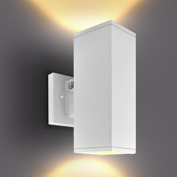 Luxrite Dusk to Dawn LED Outdoor Wall Light, 10", Up and Down Light, 3CCT, Wall Sconce, 15/20/24W, Dimmable, IP65, ETL