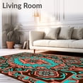 thumbnail image 2 of ODIKA 8'x10' Machine Washable Non-Slip Area Rug, Oceanic Shell Medallion Bath with Swirling Wave Motifs High Traffic Rug, Brown, 718143, 2 of 7