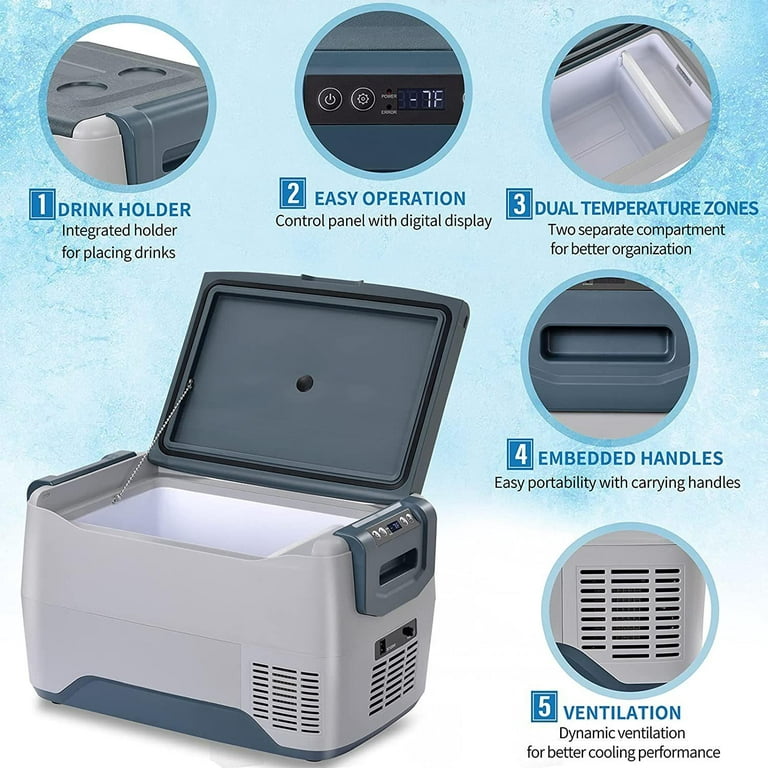 Afoxsos 37 qt. 12/24-Volt DC Portable Freezer Cooler Car Chest Cooler  Compressor Freezer with Travel Refrigerator for Outdoor HDMX1511 - The Home  Depot