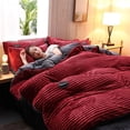 thumbnail image 1 of Juego de cuatro piezas de vellón de coral grueso, edredón de franela de doble cara, funda de edredón de vellón de cristal de invierno, cama con forro polar mágico, 1 of 6