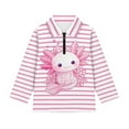 thumbnail image 4 of Psesaysky Girls Pink Axolotl Stripes Print Long Sleeve Shirts with Stand-up Collar Half Zip Pullover Quick Dry Athletic Workout Tops for Kids Sport Performance Clothes 6-7 Years, 4 of 6