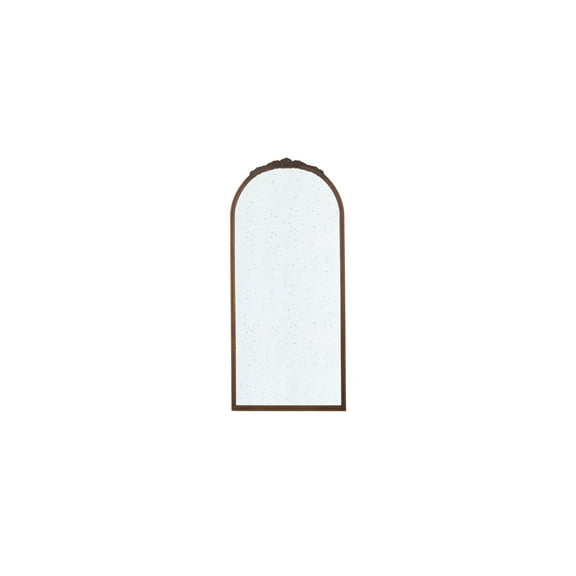Tall Home Mirror - 29.5" x 65" Brown Antiqued Design - Curved Detail Accent Mirror