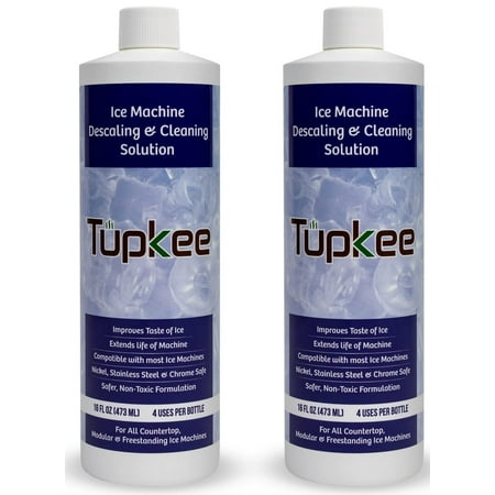 Tupkee Ice Machine Cleaner Solution 16 fl oz Ice Maker Cleaner Descaler, Nickel Safe - Universal for Affresh, Whirlpool 4396808, Manitowoc, Kitchenaid, Scotsman - Pack of 2