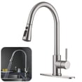 Stainless Steel Kitchen Sink Faucet, High Arc Single Handle with Pull