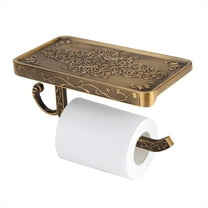 Vintage Brass Toilet Bathroom Paper Holder Phone Shelf Wall Mounted