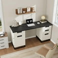 thumbnail image 7 of 59-Inch Farmhouse Executive Desk – Wooden Home Office Computer Table with 3 Drawers, File Drawer & Storage Cabinet, 7 of 7