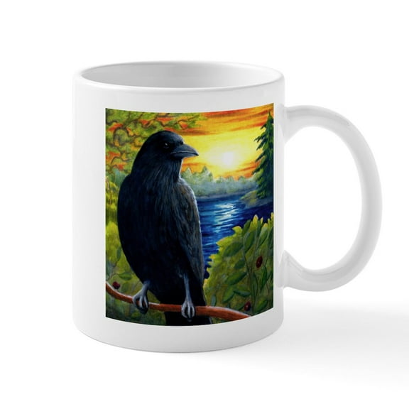 CafePress - Bird 63 Crow Raven Mugs - 11 oz Ceramic Mug - Novelty Coffee Tea Cup