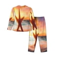 thumbnail image 2 of Kll Starfish Sunset Sea Beach Print Women'S Long Sleeve Pajamas With Pants Sleepwear Loungewear 2 Set-Large, 2 of 9