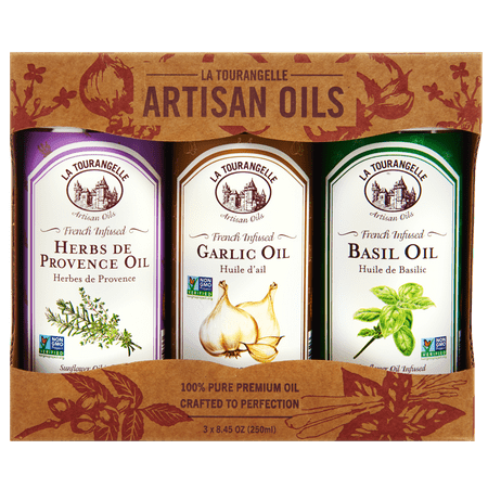 - La Tourangelle, Infused Basil Oil, Infused Herbs de Provence Oil, Infused Garlic Oil Infused Trio of Oils, 3 x 8.45 oz (3 x 250 ml)