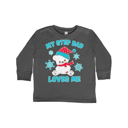 

Inktastic Polar Bear My Step Dad Loves Me in Santa Hat with Snowflakes Gift Toddler Boy or Toddler Girl Long Sleeve T-Shirt