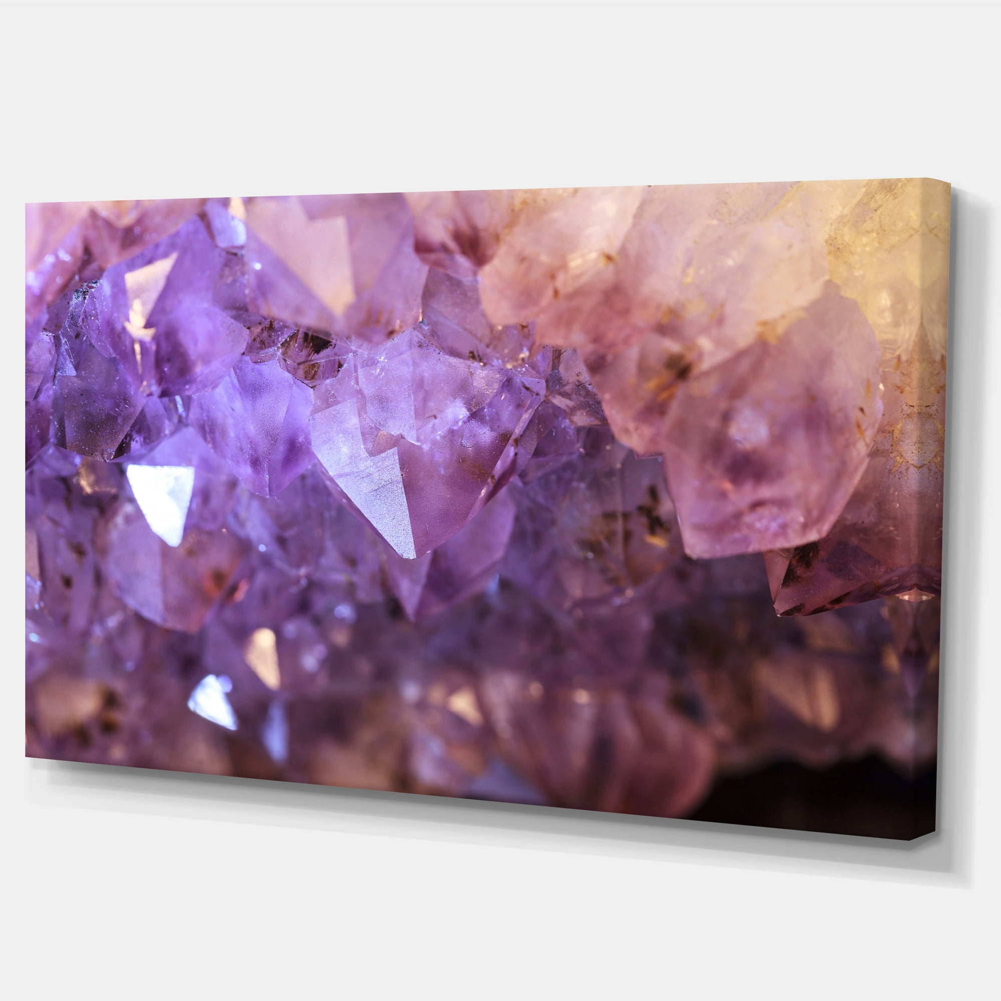 Designart 'Purple White Natural Amethyst Geode ' Large Abstract Canvas Artwork