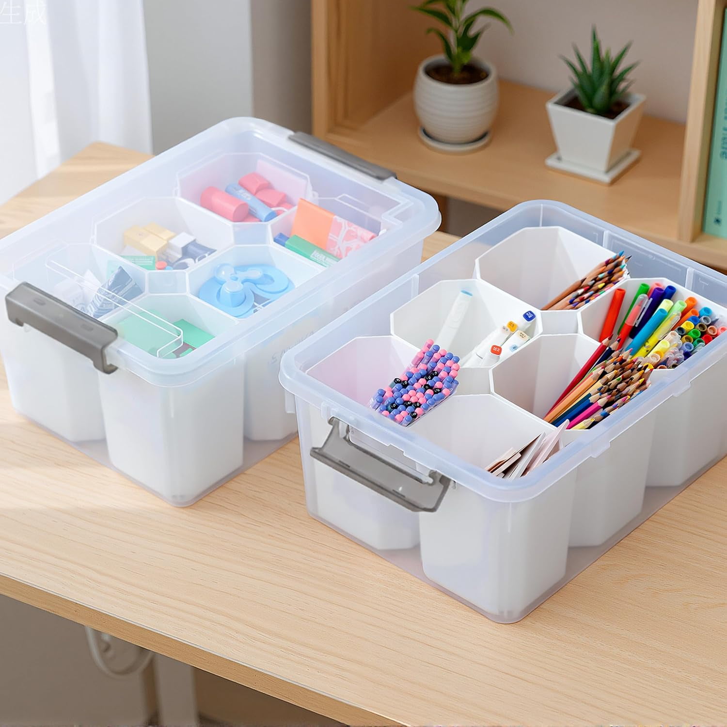 17 QT Plastic Storage Bins Clear Storage Box with Lids Multipurpose Stackable Storage Containers for Organizing Tool, Craft, Crayon, 2 Packs