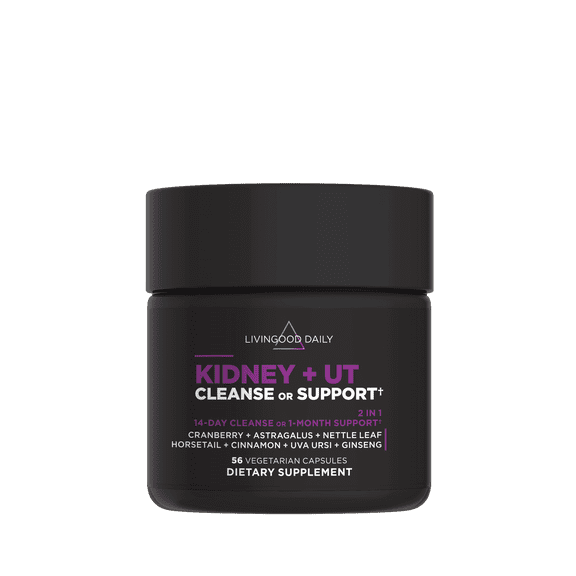 Livingood Daily Kidney Cleanse & Urinary Tract Support Supplement for Women & Men, 14-Day Detox or 28-Day Wellness Routine with Cranberry, Nettle Leaf, Astragalus & Cinnamon, Gluten Free, 56 Capsules