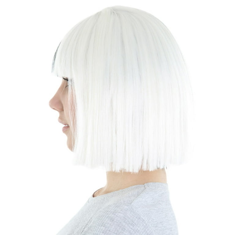 HPO Adult Women's Split Dye Bob with Bangs Black and White HPO Adult Women's Split Dye Bob with Bangs Black and White