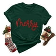 thumbnail image 4 of Womens Merry Christmas Printed Short Sleeve O Neck T Shirt Top Long Sleeve Woman Shirts Womens Short Sleeve Woman T Shirt Casual Plain Shirt Swim Tops Loose Tees for Women Space Pack Womens Stretch T, 4 of 5