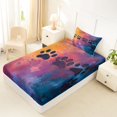 thumbnail image 2 of Manfei Oil Paint Paw Twin Fitted Sheet, Splash Rainbow Bedding, Blue Orange, 2 Pieces, 1 Fitted Sheet and 1 Pillowcase, 2 of 6