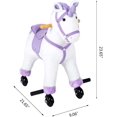 thumbnail image 3 of Kinbor Kids Ride on Rocking Plush Toy Walking Horse W/ Wheels & Neigh Sound, White, 3 of 8