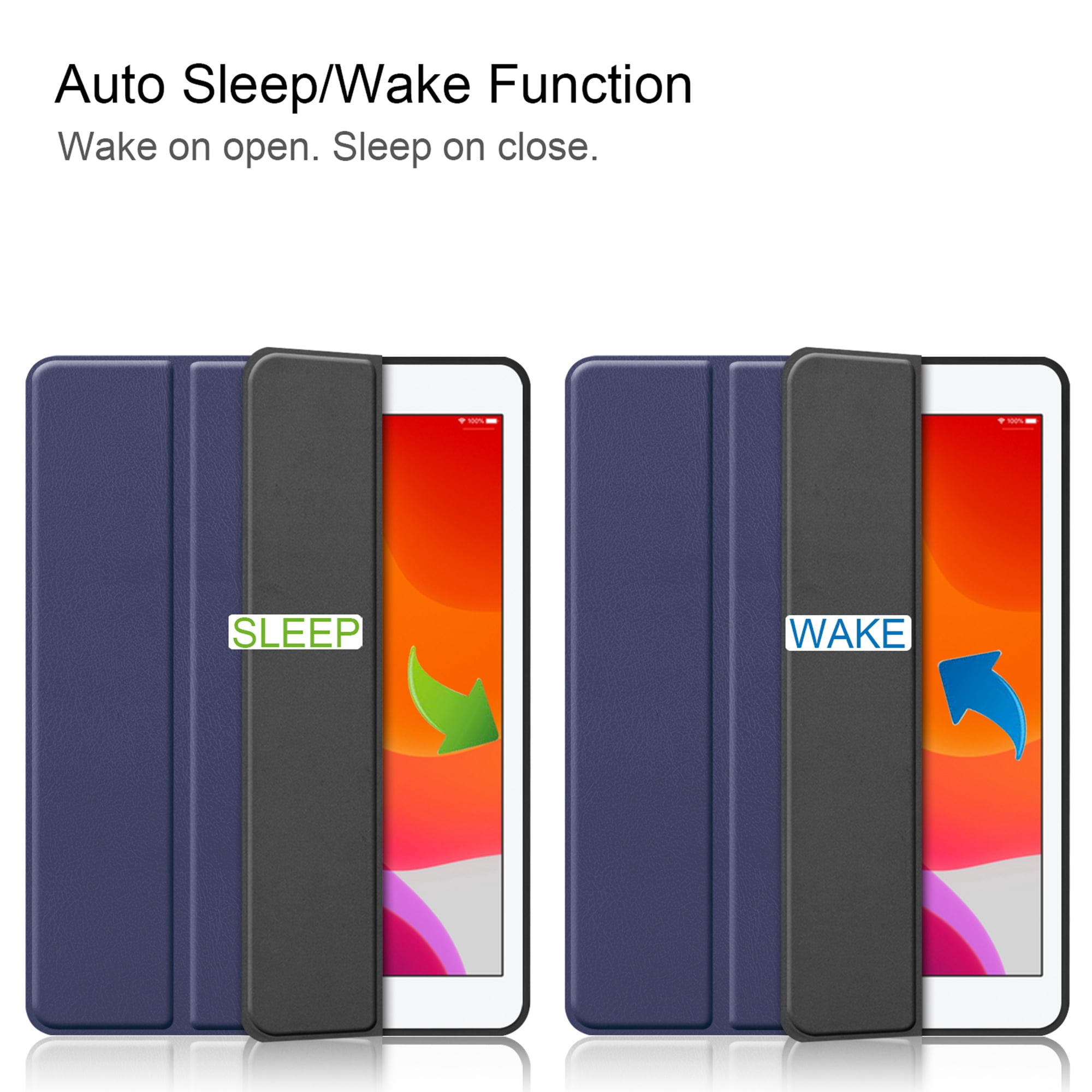 Dteck iPad 10.2 Case with Pencil Holder, iPad 7th Gen Case, Slim Fit PU Leather Trifold Smart Case Auto Wake Sleep, Flexible TPU Matte Back Cover For Apple iPad 7th Generation 10.2'' 2019, Dark Blue