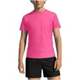 thumbnail image 2 of Boys Solid Short Sleeve Two Piece Swim Set, Crew Neck Rash Guard Top & Swim Trunks for 3-14 Years Old Kids Beach Surf Bathing Suit Hot Pink 5-6 Years, 2 of 9