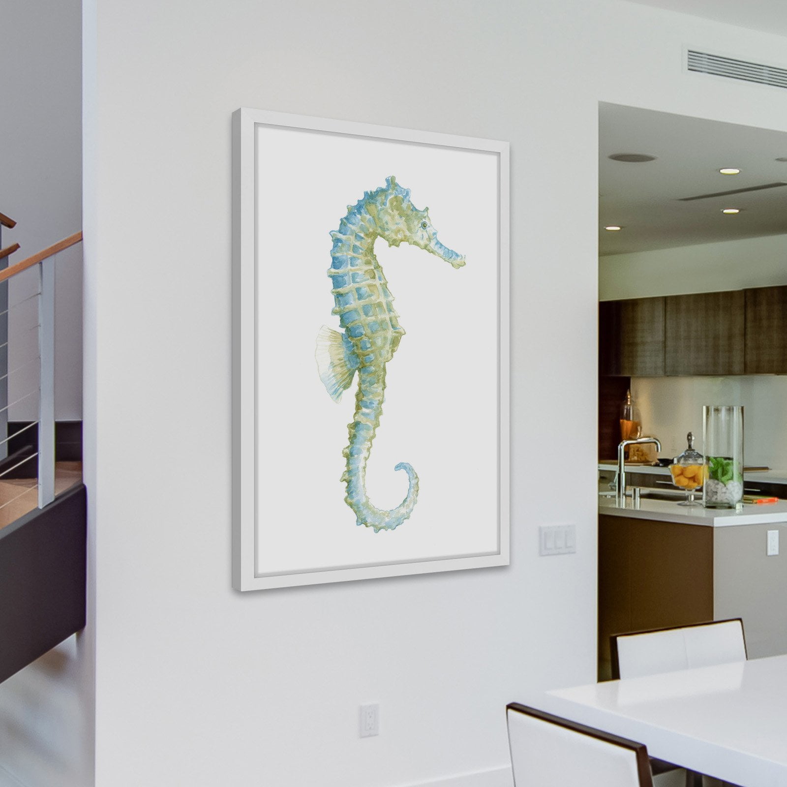 "Watercolor Seahorse I" Framed Painting Print