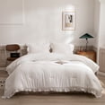 thumbnail image 1 of Move Over White Ruffle Pillow Shams Queen Ruffled Pattern White Boho Standard Pillowcases 100% Washed Microfiber, 1 of 7