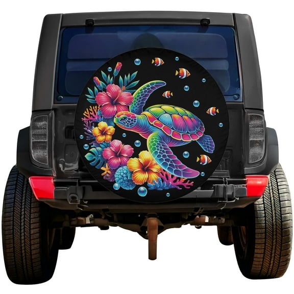 Lotusprinthandmade Sea Turtle Spare Tire Cover Without Backup Camera Hole 6 Sizes (27 in.), turtle ocean tire cover, beach turtle decor