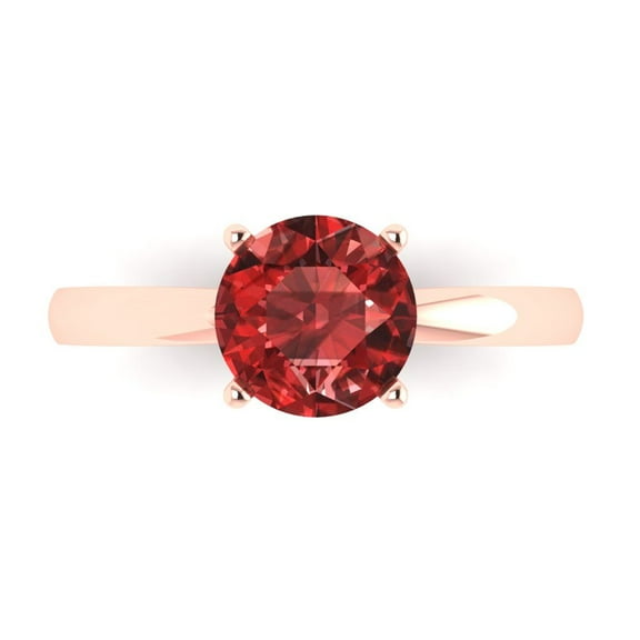 Solitaire Engagement Ring for Women - 1.5ct Natural Garnet in 18K Rose Gold Promise Ring