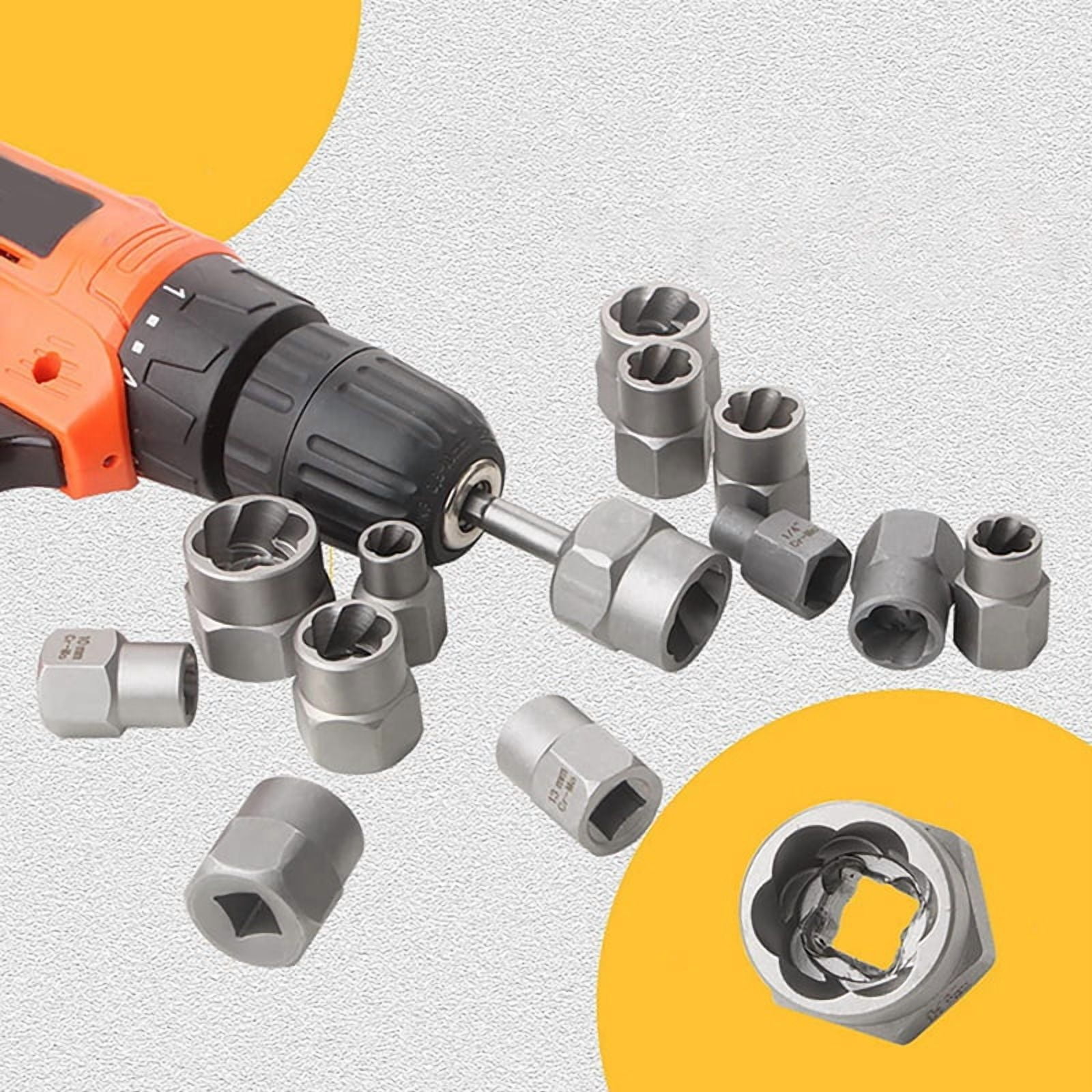 14Pcs Impact Bolt & Nut Remover Set, Stripped Lug with Hex Adapter Extraction Socket Set