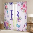 thumbnail image 2 of Homewish Girls Monogrammed B Blackout Curtains Set of 2 (52x84 Each), Romantic Garden Rose Flower Window Curtains, Cartoon Butterfly Animal Curtains and Drapes, Window Curtains Bedroom Decor, 2 of 6