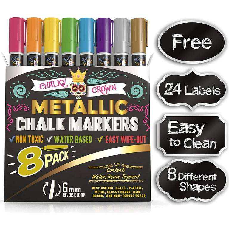 Masters Markers Washable Beverage Markers Set | Non-Toxic, Erasable Ink  Writing on Cold Drinks, Bottles, Plastic Cups, Mirrors | 4 Assorted  Metallics