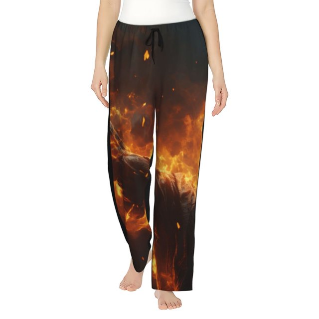 Balery Cool Fire Man Pantalones de pijama para mujer, pijamas ultraligeros, pantalones de estar por casa-3X-Large