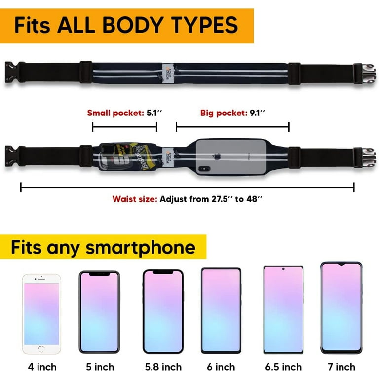 sport2people Running Belt for Men Women Phone Holder for Running Reflective Running Gear Running Fanny Pack Cell Phone Holder Running Waist Packs Money Belt Travel Belt Walmart