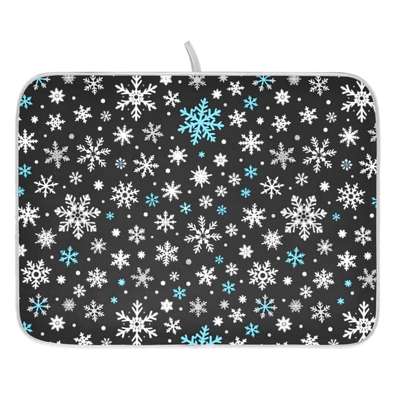 Ryvnso Snowflakes Dish Drying Mat for Kitchen Countertop 16x18 Small Dish Pad Drainer Rack Dish Sink Mats