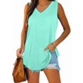thumbnail image 3 of V Neck Tank Tops for Women Loose Fit Sleeveless Top Summer Clothes Light green XL, 3 of 6