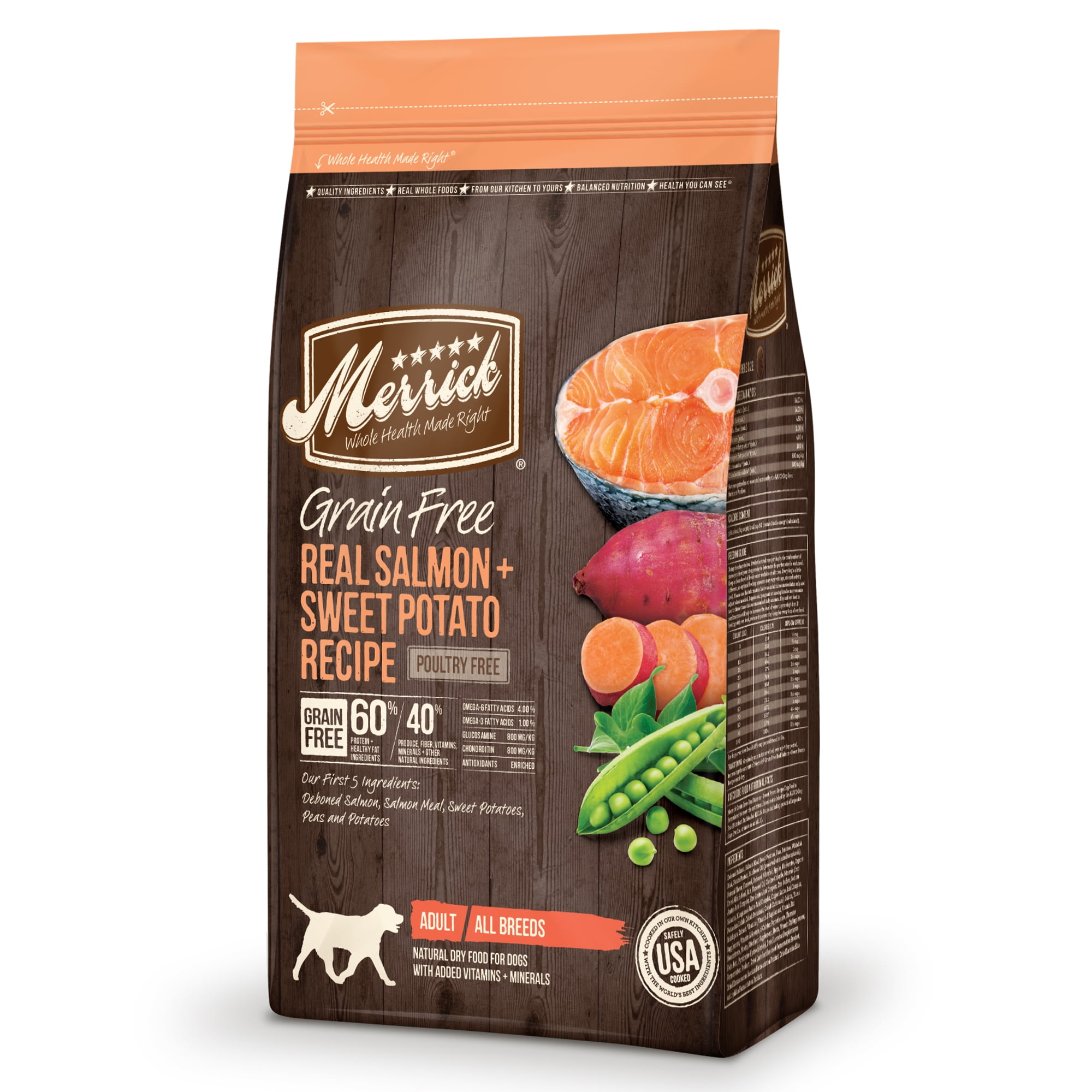 Merrick Grain-Free Real Salmon & Sweet Potato Recipe Dry Dog Food, 4 lb