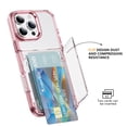 thumbnail image 6 of ELEHOLD for iPhone 16 Pro Case,Clear Card Holder Kickstand Credit Card Slot Soft TPU+Hard PC Slim Bumper Anti-Scratch Shockproof Protective Wallet Case for iPhone 16 Pro,Pink, 6 of 8