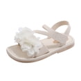 thumbnail image 4 of Ymyiu Infant Girls Walking Sandals Girls Sandals Big Girl and Toddler Girl Sandals with Durable Leather Summer Dress Shoes for Girls Size 12.5 (White,Little Kids 12.5), 4 of 7
