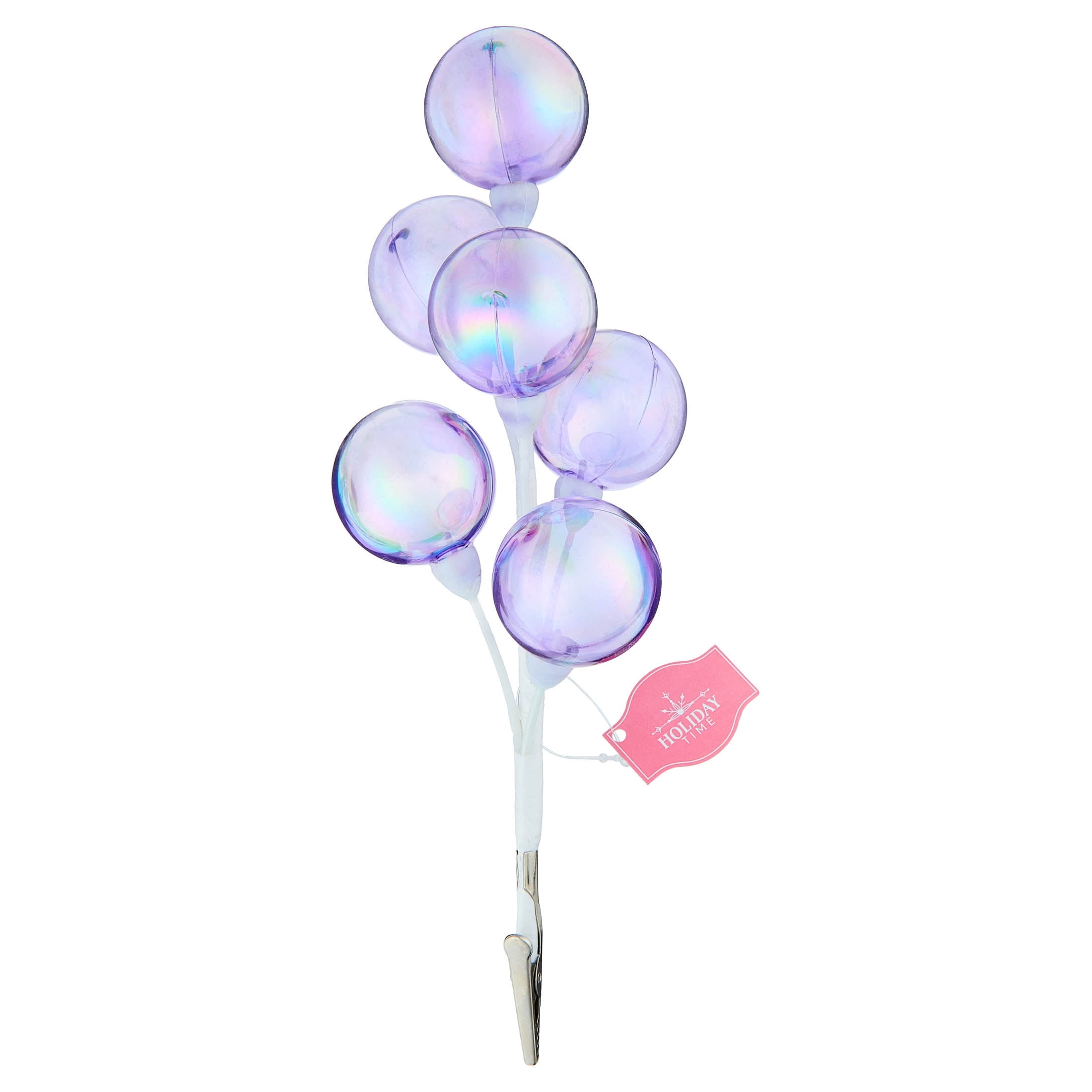 Iridescent Purple Ball Christmas Clip Ornament, 9", by Holiday Time