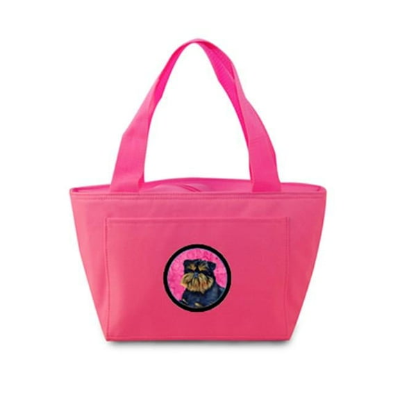 Pink Brussels Griffon Zippered Insulated School Washable And Stylish Lunch Bag Cooler