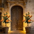 thumbnail image 5 of Artificial Camellia Tree 34.6in Faux Orange Plant Fake Flowers for Home Decor Indoor Outdoor Planter Display Entrance Decoration, 5 of 8