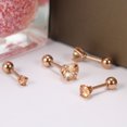 thumbnail image 3 of Lip Rings Tongue Studs Stainless Steel Body Tongue Piercing Barbell Stud Rose Gold Diamond Shape 4PCs, 3 of 8