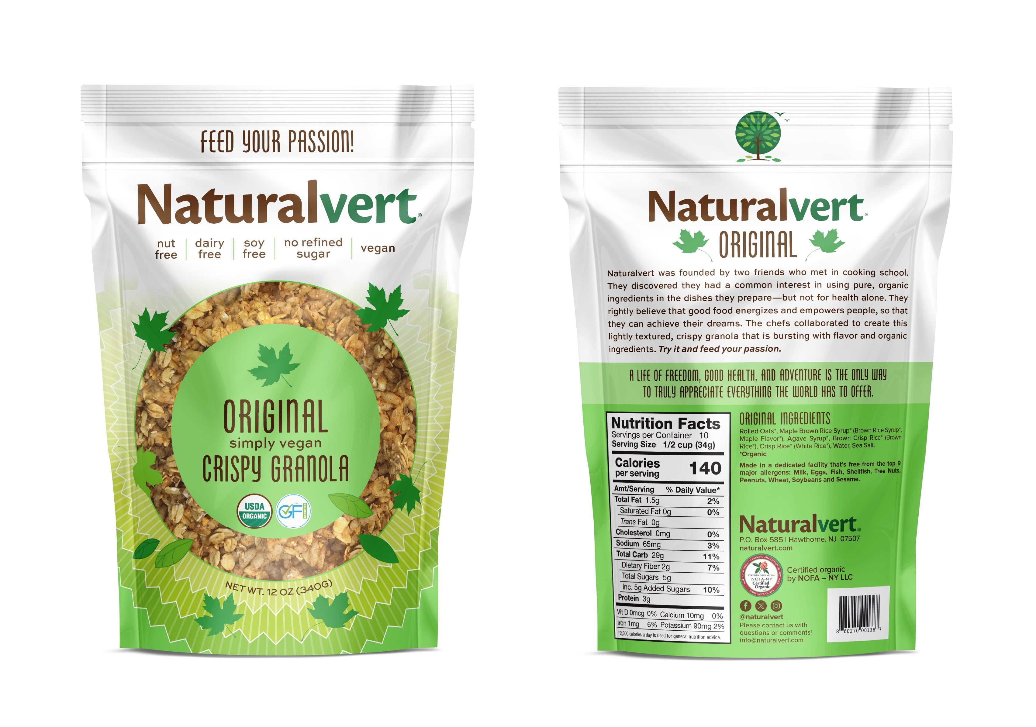 Naturalvert Organic, Gluten free, Vegan granola- Original Vegan (12oz)