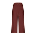 thumbnail image 4 of Yghzkop Women's Tailored Wide Leg Ankle Pants Solid Color Straight Cut Cropped Trousers office to Casual Stretch Work Pants Professional Slacks Pocket Slim Fit, 4 of 9
