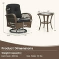 thumbnail image 3 of Costway 3 PCS Patio Swivel Rocker Set Gliding Bistro Furniture Set with Tempered Glass Table Black, 3 of 10