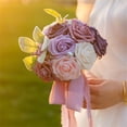 thumbnail image 6 of Necvior Durable Bridal Bouquet Artificial Flowers Wedding Flower with Crystal Ribbon Hand Bouquet for Bridesmaids Fake Flowers, 6 of 19