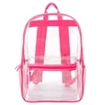 thumbnail image 6 of Clear Transparent Heavy Duty Waterproof Stadium Approved Backpack with Colored Trim and Mesh Side Pockets for Women in Pink, 6 of 9
