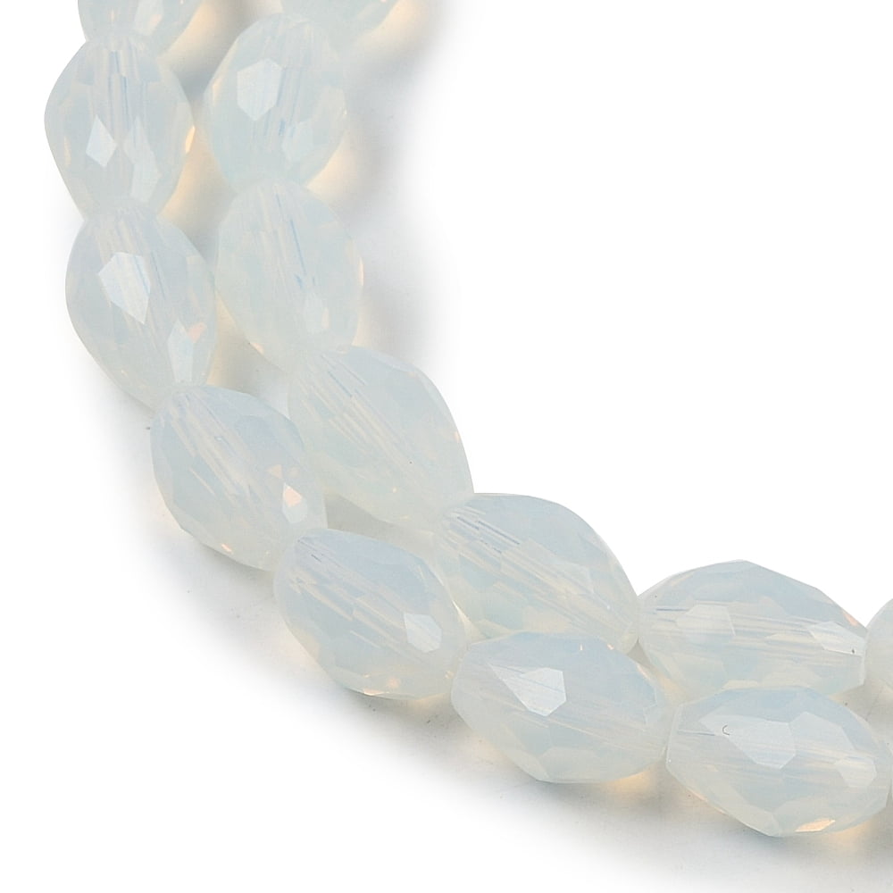 Electroplate Imitation Jade Glass Beads Strands Faceted Teardrop White 11.5x8mm Hole: 1.2mm about 55~57pcs/strand 25.59 inch(65cm)