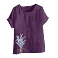 thumbnail image 4 of Taqqpue Women's Linen Tops Summer Lightweight Short Sleeve Tops Cotton Plus Size Printed Loose Fit Casual Blouse S-5XL, 4 of 4